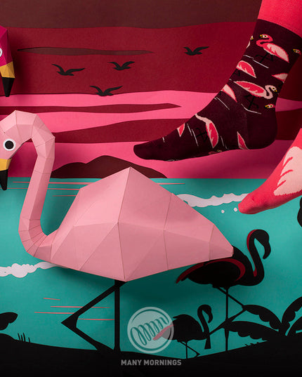 Many Mornings Zokni - Pink Flamingo Sjove Sokker Kollektion