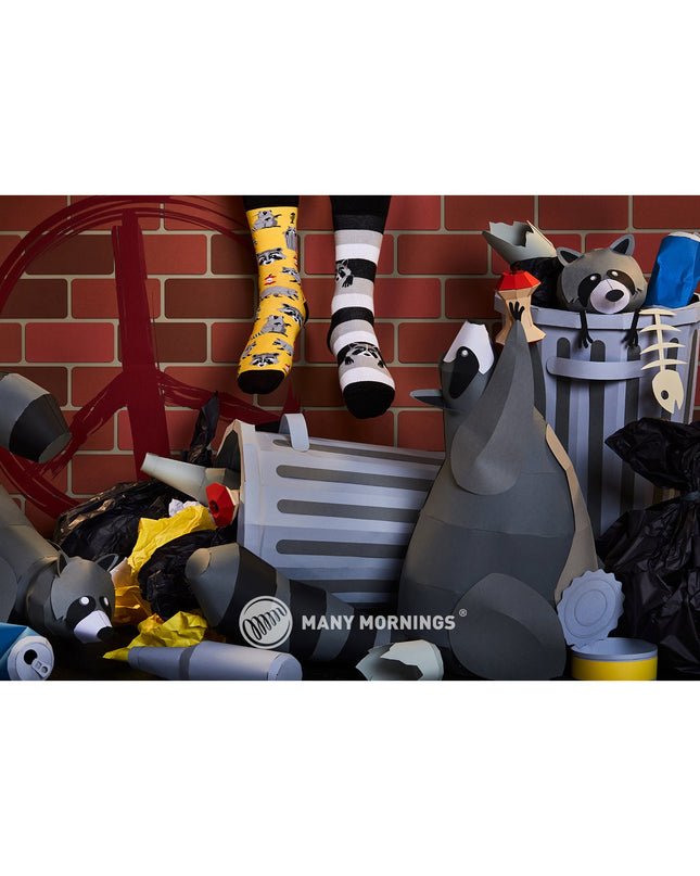 Many Mornings Zokni - Raccoon Bandit Fun Socks Collection