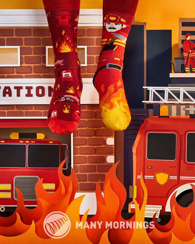 Many Mornings Zokni - The Fireman Fun Socks for Kids and Adults