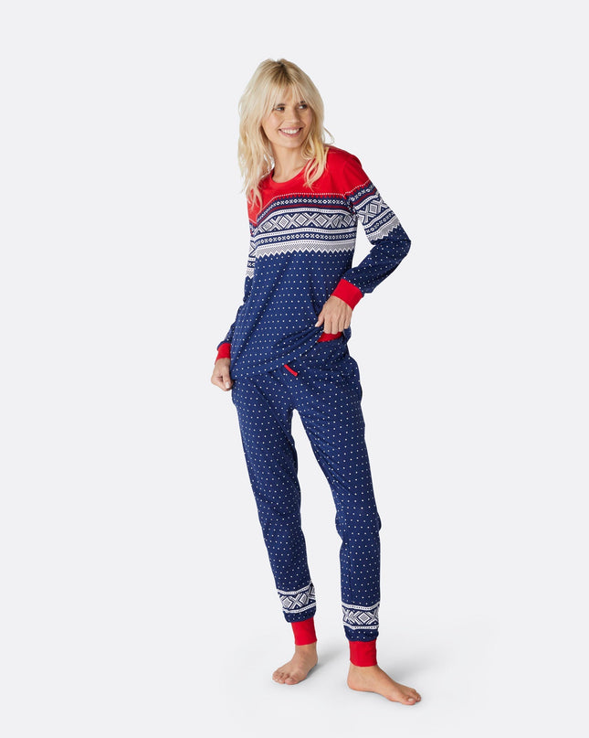 Marius Blå Pysj Dame - Women's Christmas Pajamas for Cozy Nights