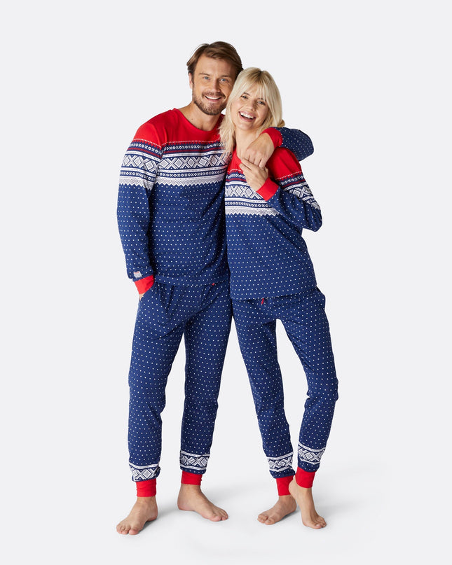 Marius Blå Pysj Dame - Women's Christmas Pajamas for Cozy Nights