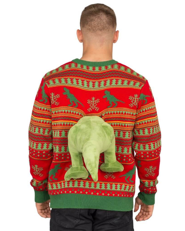 3D T-Rex Plushie Ugly Christmas Sweater