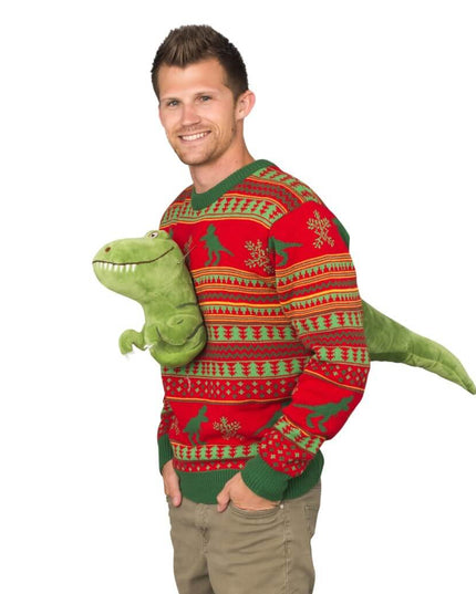 Jersey Feo de Navidad 3D T-Rex Peluche