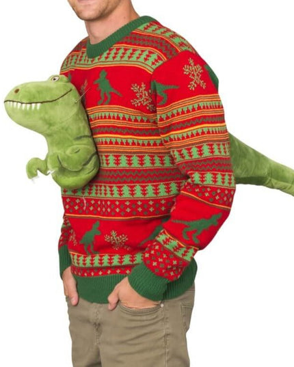 Jersey Feo de Navidad 3D T-Rex Peluche
