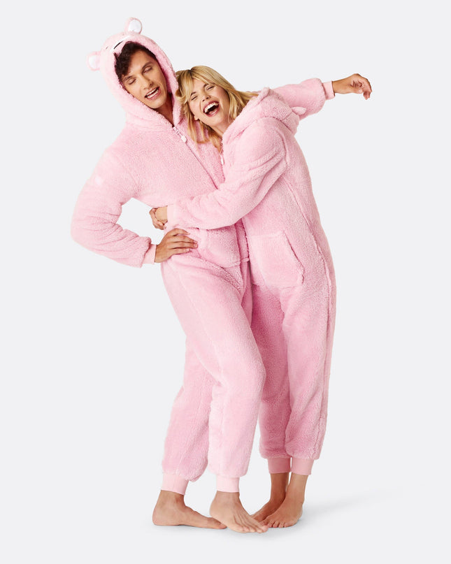 Men's Pink Teddy Bear Christmas Onesie
