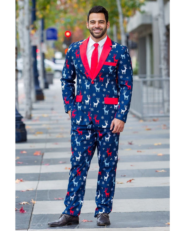 Mandlig Reindeer Gains Blazer med Slips