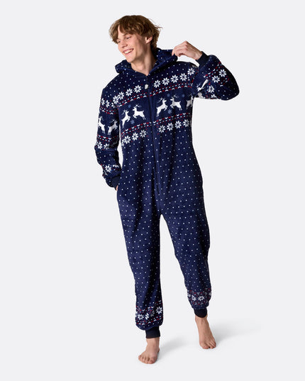 Men's Blue Christmas Onesie