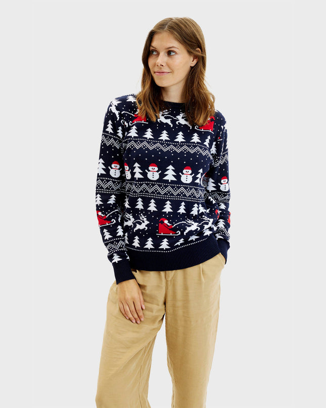 Stylish Navy Christmas Sweater for Women