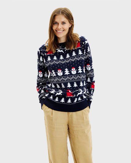 Stylish Navy Christmas Sweater for Women