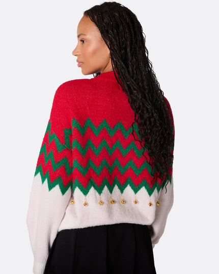 Suéter Oversized de Campanas de Navidad para Mujeres para Festividad
