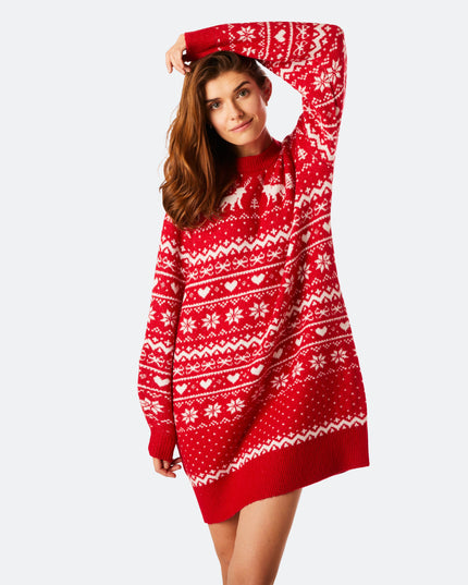 Women's Red Oversized Christmas Dress