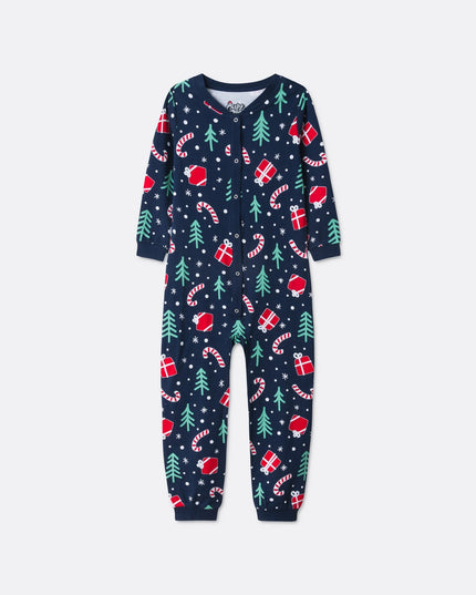 Børn Blå Julemønster Overall Pyjamas