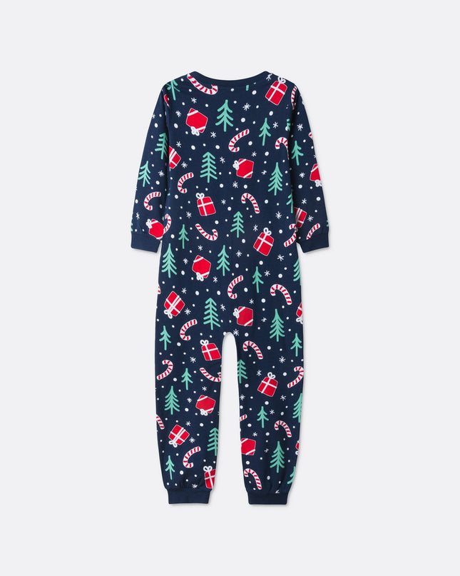Kids' Blue Christmas Pattern Overall Christmas Pyjamas