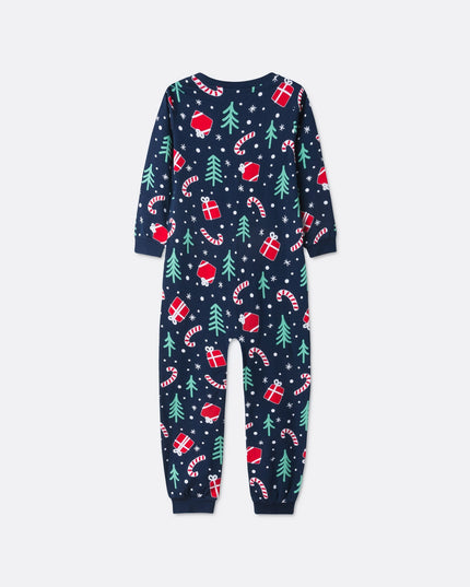 Børn Blå Julemønster Overall Pyjamas