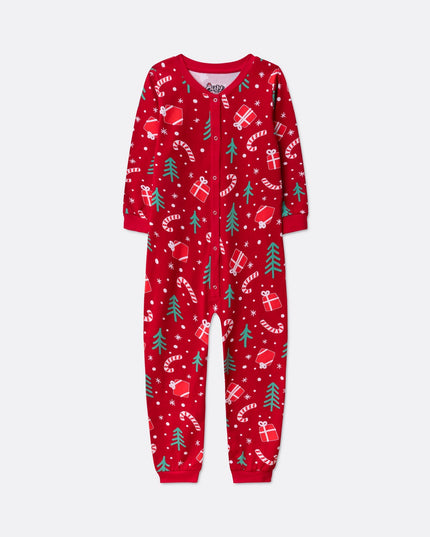 Kids' Red Christmas Pattern Overall Christmas Pyjamas