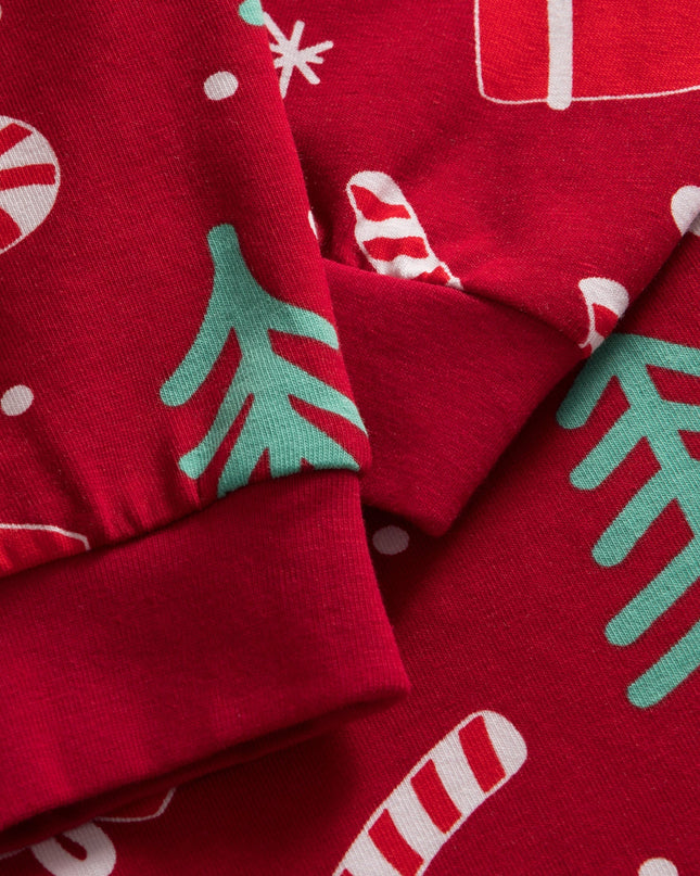 Kids' Red Christmas Pattern Overall Pajamas
