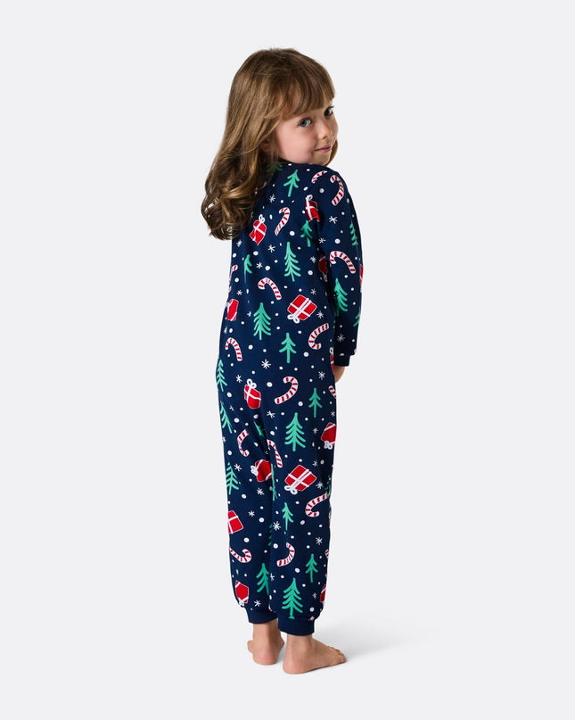 Blue Christmas Overall Pajamas for Kids