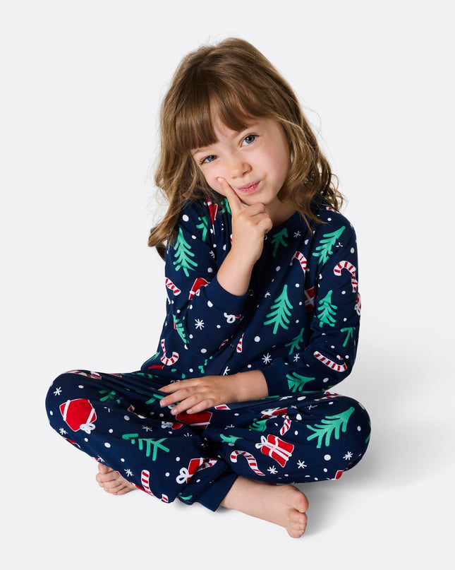Kids' Blue Christmas Pattern Overall Christmas Pyjamas