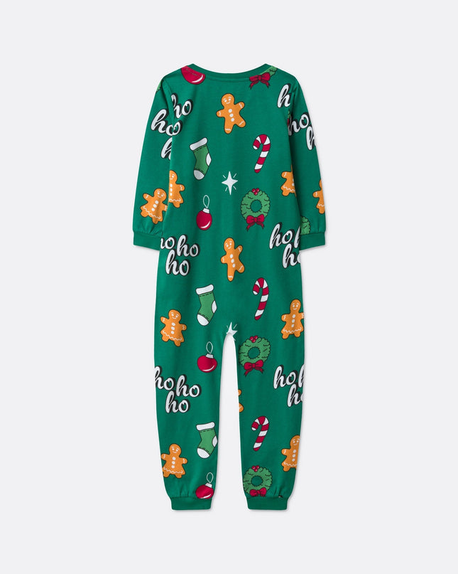 Kids' Green Hohoho Overall Christmas Pyjamas