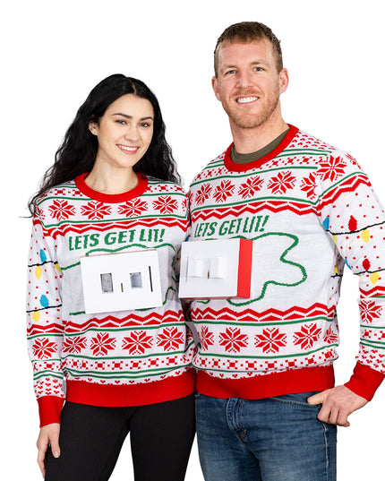 3D Outlet and Plug Couples Ugly Sweater