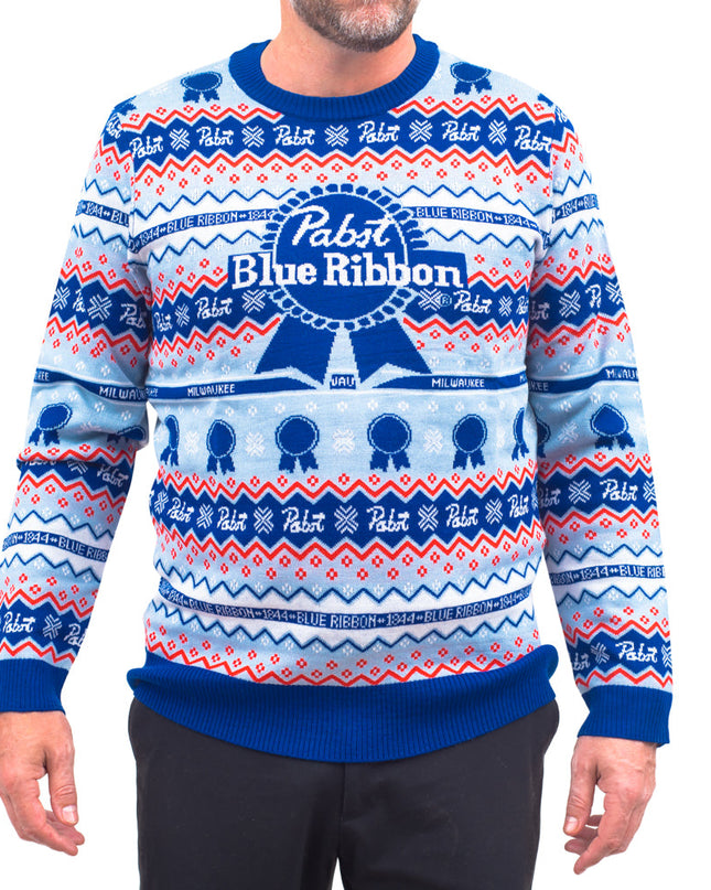 Pabst Fair Isle Beer Holiday Ugly Christmas Sweater