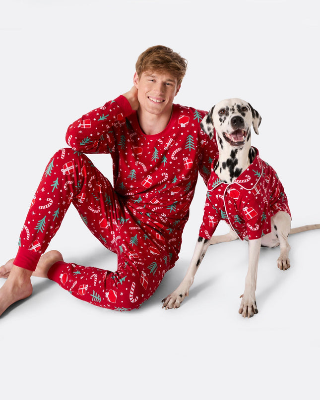 Dogs' Red Christmas Pattern Christmas Pyjamas