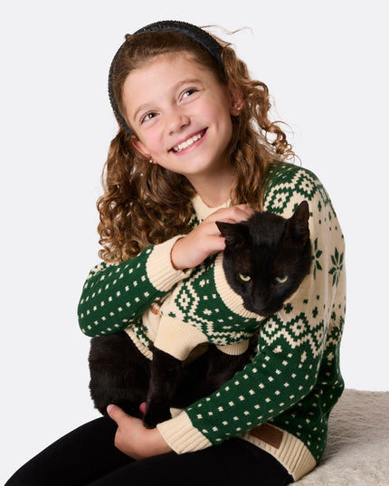 Matching Family Christmas Sweaters - Green Retro Reindeer