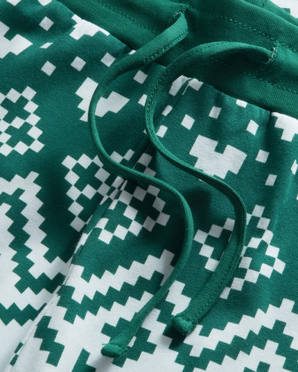 Børns grønne strikkede julepyjamas