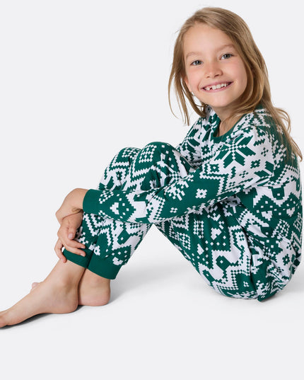 Green Knit Christmas Pajamas for Kids