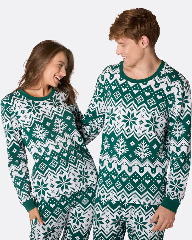Men's Green Christmas Knit Pyjamas for Festive Comfort