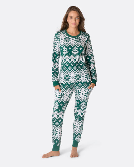 Women's Green Christmas Knit Christmas Pyjamas