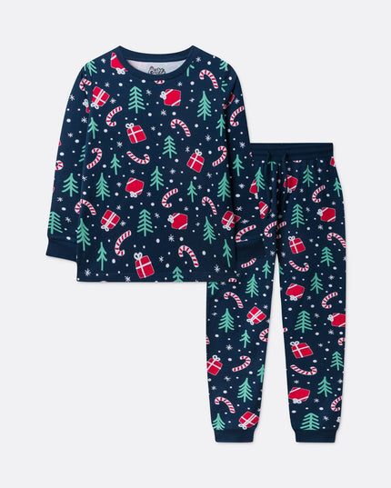 Kids' Blue Christmas Pattern Christmas Pyjamas