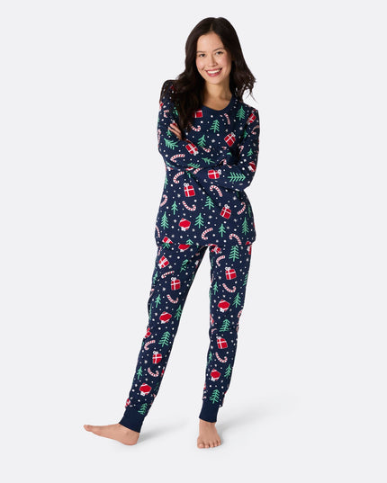 Women's Blue Christmas Pattern Christmas Pyjamas