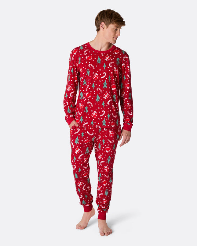 Men's Red Christmas Pattern Christmas Pyjamas