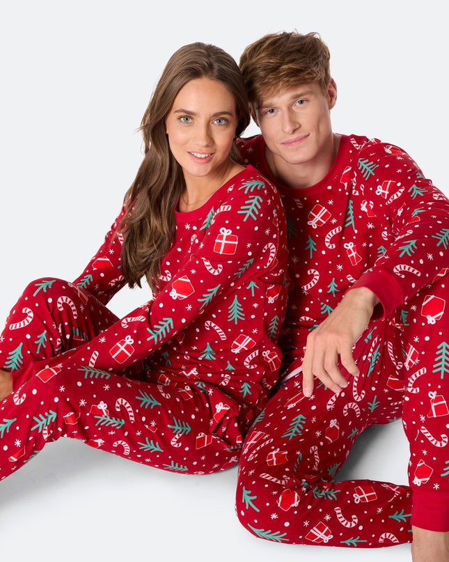 Men's Red Christmas Pattern Pajamas