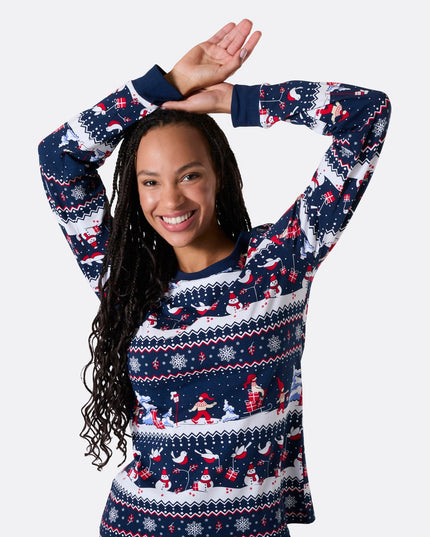 Pijamas de paisajes navideños para mujeres