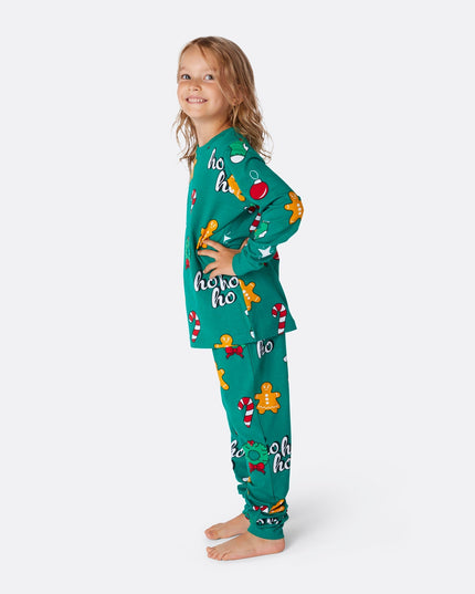 Kids' Green Hohoho Christmas Pyjamas