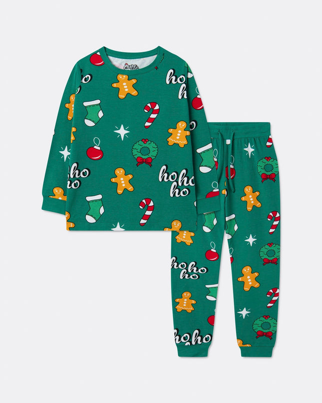 Green Hohoho Christmas Pajamas for Kids