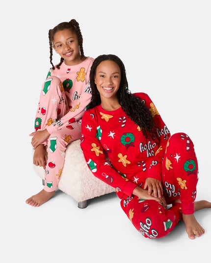 Kids' Pink Hohoho Christmas Pajamas