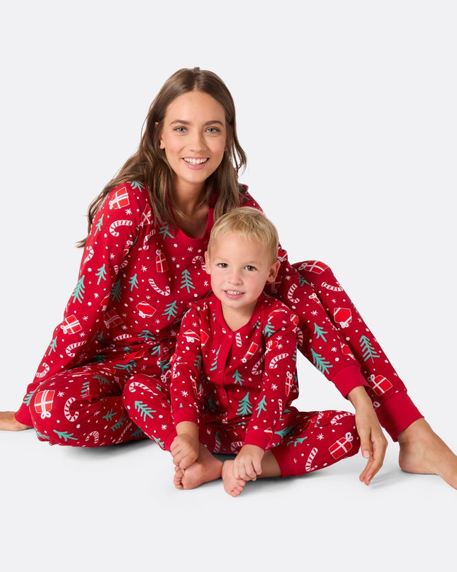 Røde Jule Mønster Familie Pyjamas