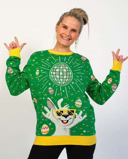 Disco Easter Sweater Green - Women's Edition