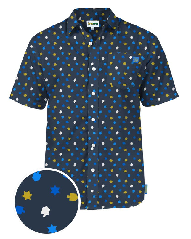 Mænds Dreidel Dekor Button Down Skjorte