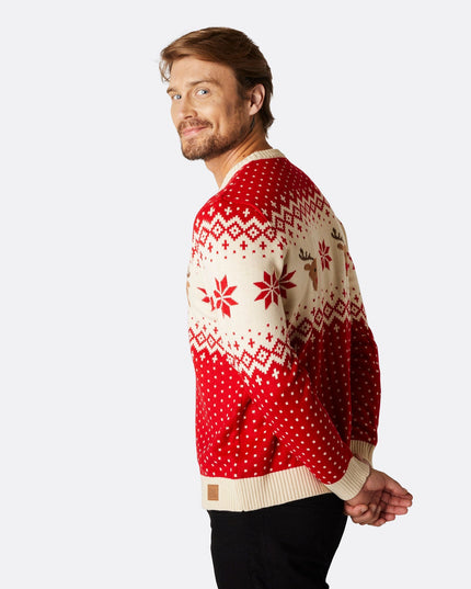 Men's Retro Reindeer Red Christmas Sweater