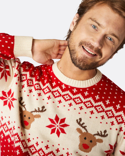 Men's Retro Red Reindeer Christmas Sweater