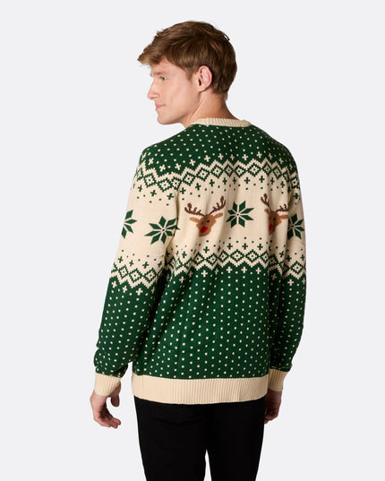 Mænds Retro Ren Grøn Sweater