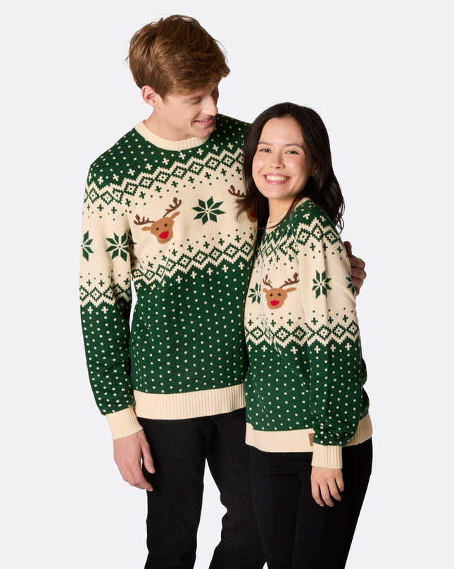 Men's Retro Reindeer Green Sweater