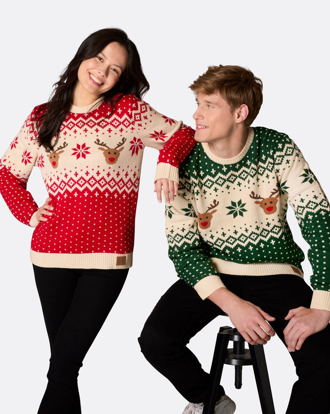 Women's Retro Reindeer Red Christmas Sweater