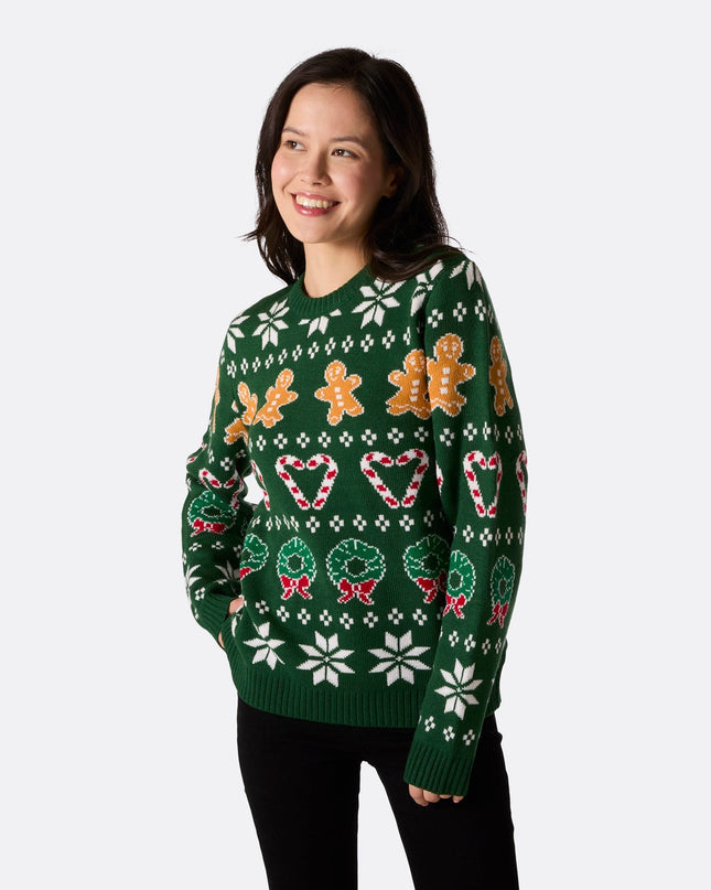 Women's Green Family Christmas Sweater