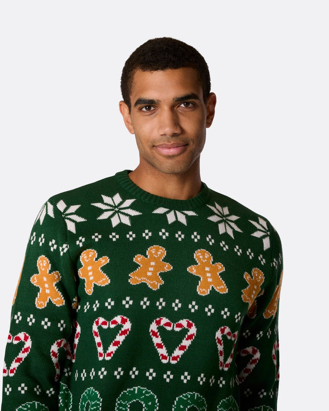 Men's Family Green Christmas Sweater for Holiday Togetherness