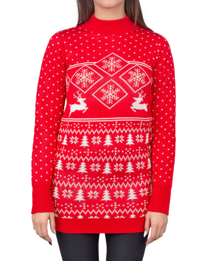 Red Reindeer Women's Ugly Christmas Sweater Dress